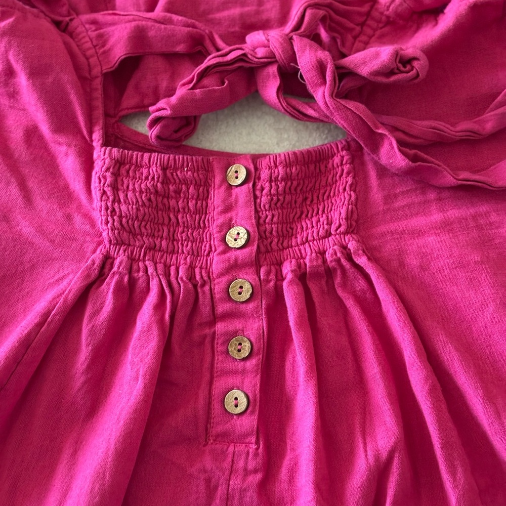 Free People Vibrant Pink Smocked Dress Size XS - Picture 9 of 12